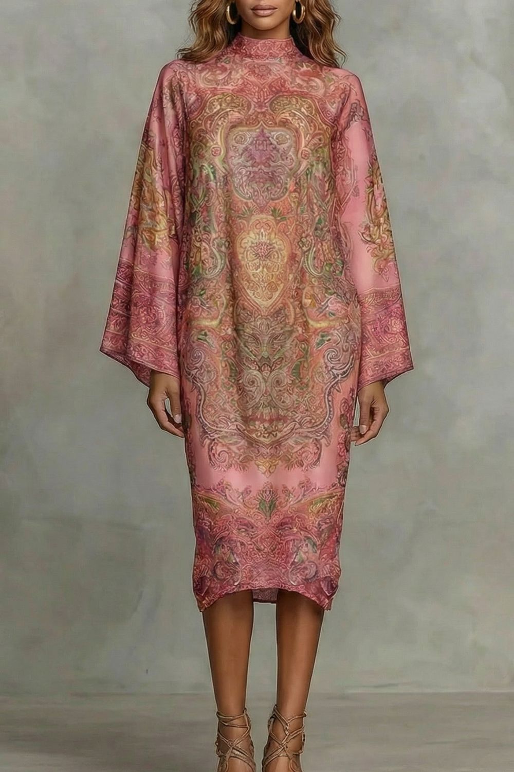 Marélienne – Stampa Floreale Barocca – Vestito Midi Kimono